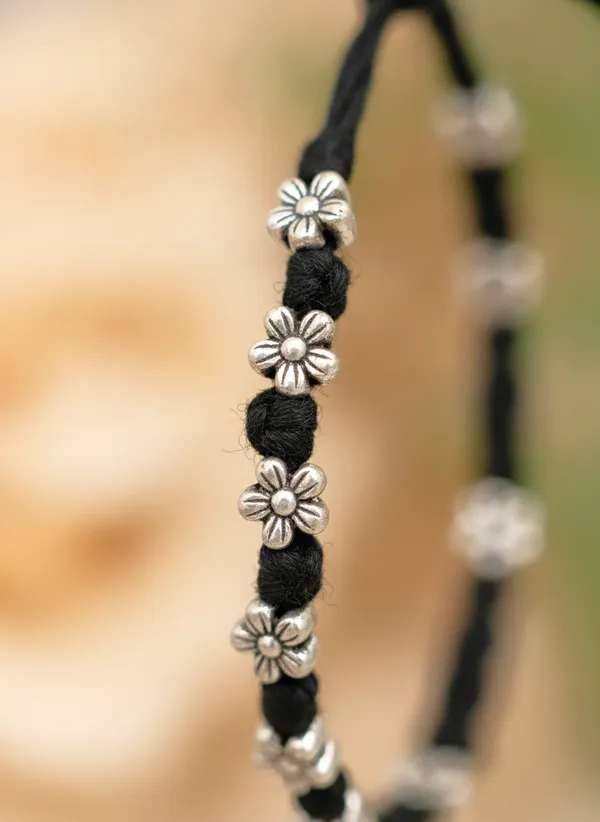 Black_Thread_Floral_Charm_Bracelet