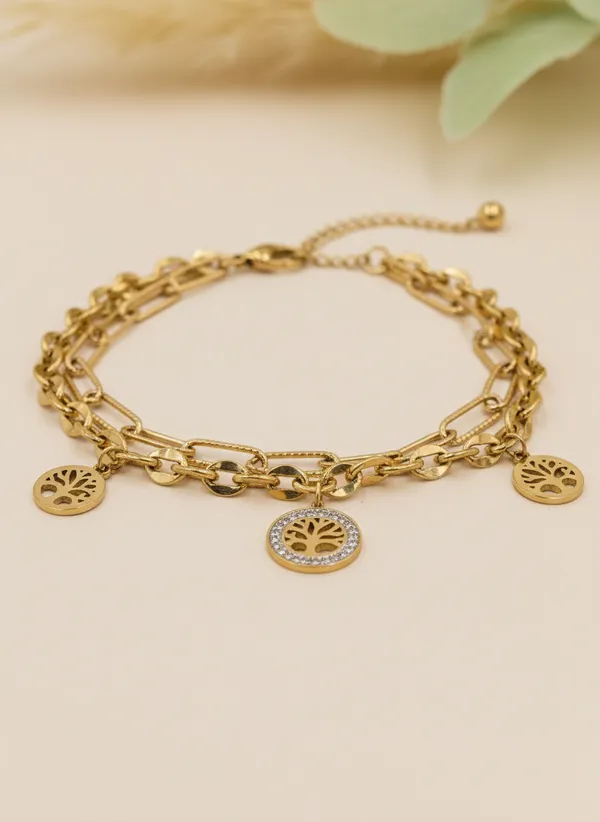 Gold_Tone_Layered_Tree_Of_Life_Charm_Bracelet_for_Women