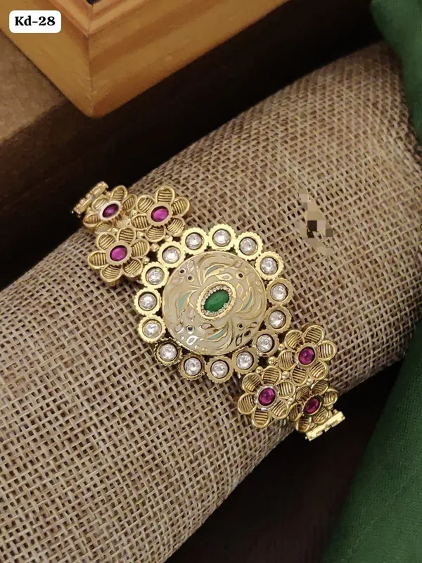 Kundan-Style_Gold-Tone_Ruby_And_Green_Stone_Designer_Bracelet
