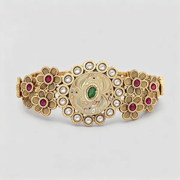 Kundan-Style_Gold-Tone_Ruby_And_Green_Stone_Designer_Bracelet