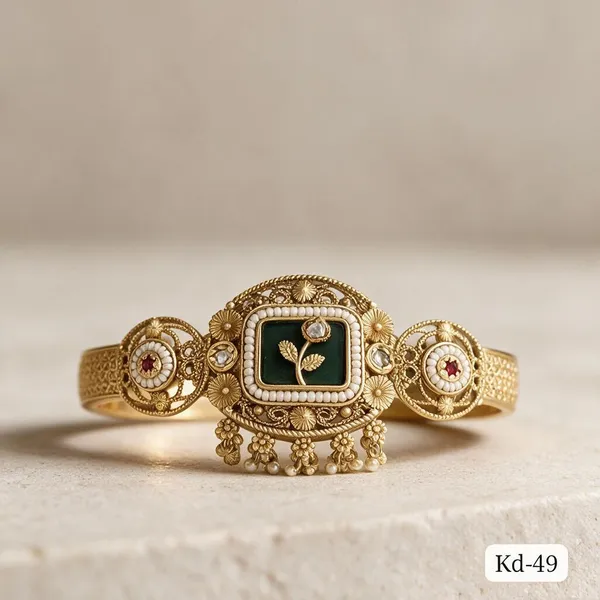 Kundan_Antique_Gold_Plated_Designer_Bracelet_–_Green_Meenakari_Floral_Kada
