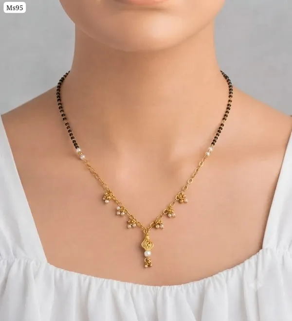 Elegant_Floral_Chain_With_Pearl_Drop_Mangalsutra_Pack_Of_2