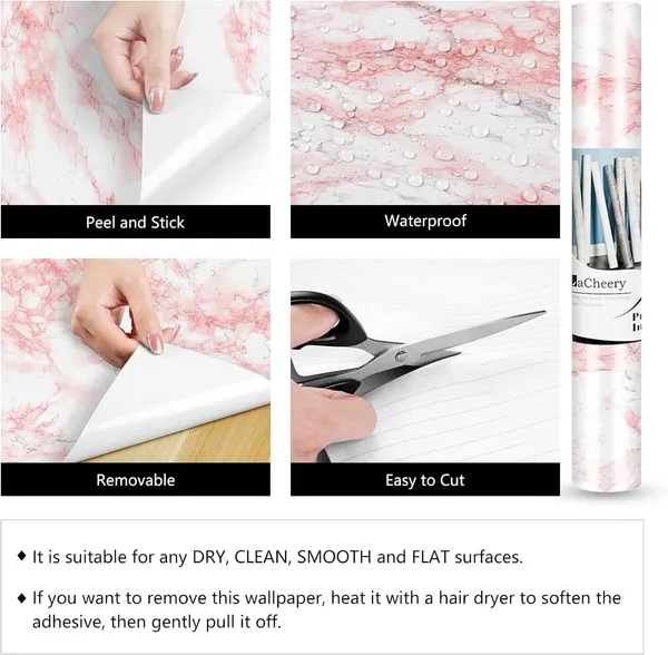 Vinyl_Pink_Marble_Peel_And_Stick_Waterproof_Wallpaper
