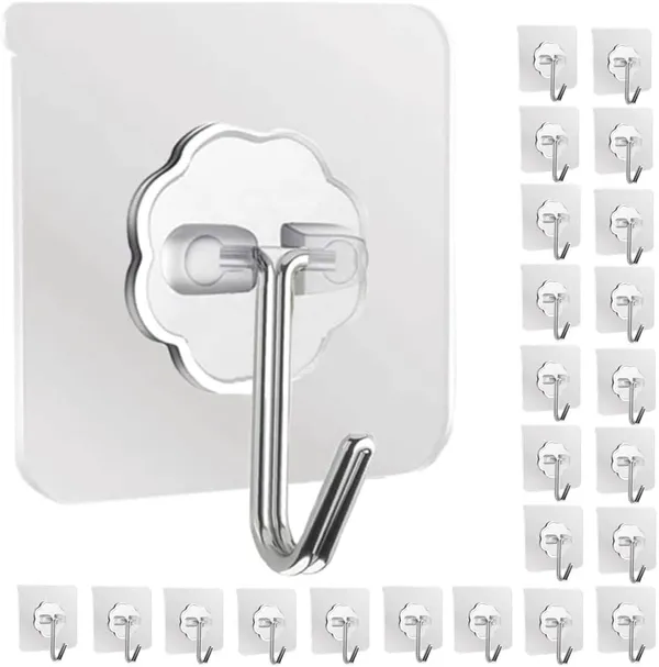 Plastic_Transparent_Stainless_Steel_Self-Adhesive_Wall_Hooks_Pack_Of_10