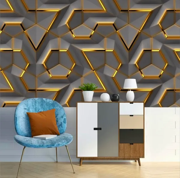 Pvc_Self_Adhesive_Dark_Gold_Geometric_Wallpaper_Roll