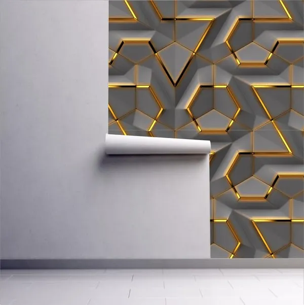 Pvc_Self_Adhesive_Dark_Gold_Geometric_Wallpaper_Roll