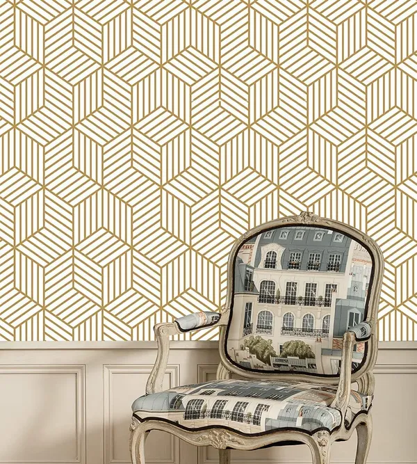 Vinyl_Self_Adhesive_Gold_Hexagon_Geometric_Wallpaper