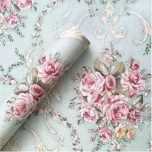 Vinyl_Floral_Rose_Print_Self-Adhesive_Decorative_Wallpaper