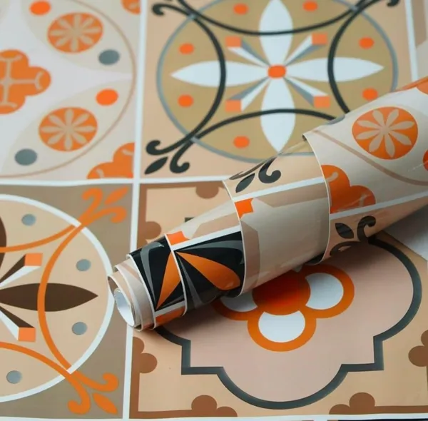 Pvc_Vinyl_Self_Adhesive_Brown_Floral_Damask_Wallpaper