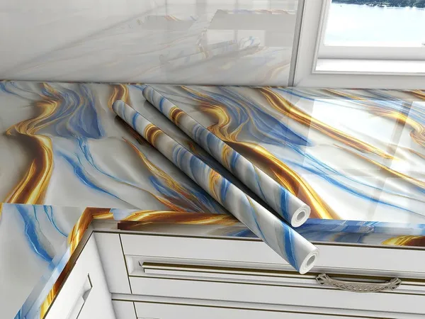 Pvc_Self_Adhesive_Blue_White_Marble_Finish_Wallpaper