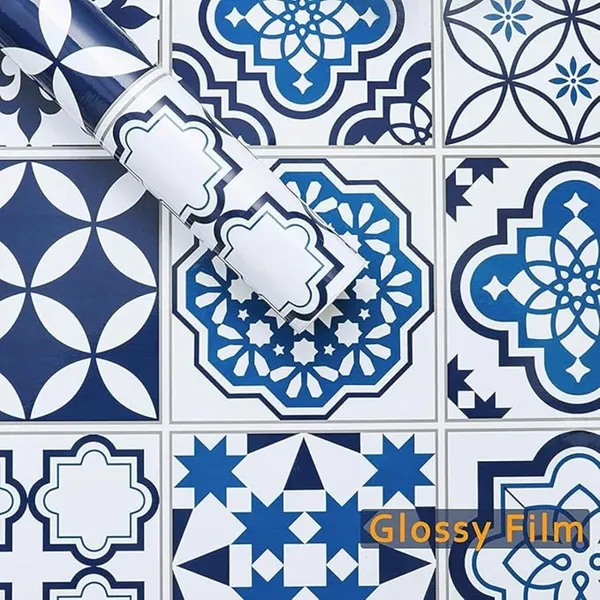Pvc_Self_Adhesive_Blue_Floral_Wood_Grain_Wallpaper