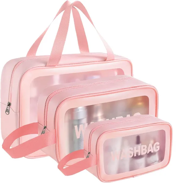 Pink_Faux_Leather_Makeup_Pouch_Set_With_Clear_Window_Set_Of_3