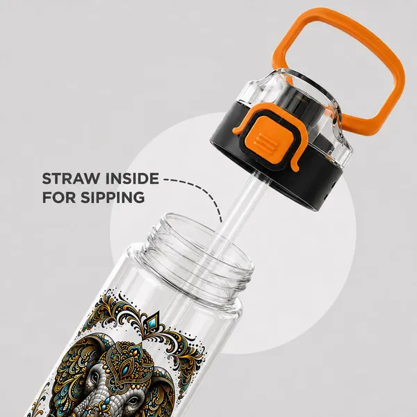Plastic_Flamingo_Floral_Print_Water_Bottle_With_Straw_And_Handle