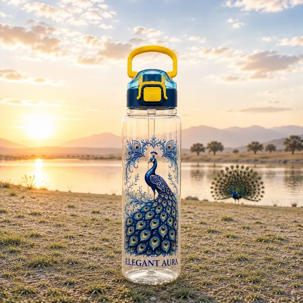 Plastic_Flamingo_Floral_Print_Water_Bottle_With_Straw_And_Handle