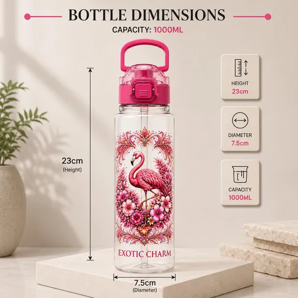 Plastic_Flamingo_Floral_Print_Water_Bottle_With_Straw_And_Handle
