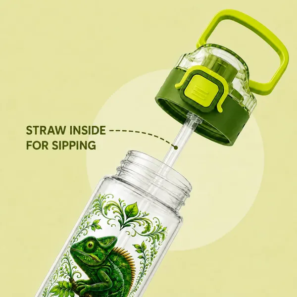 Plastic_Flamingo_Floral_Print_Water_Bottle_With_Straw_And_Handle