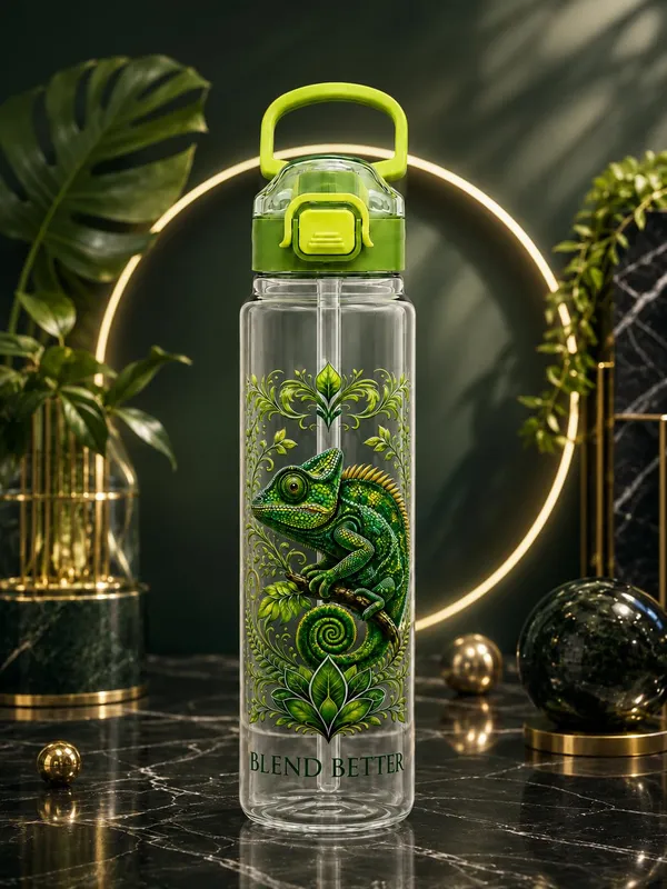 Plastic_Flamingo_Floral_Print_Water_Bottle_With_Straw_And_Handle