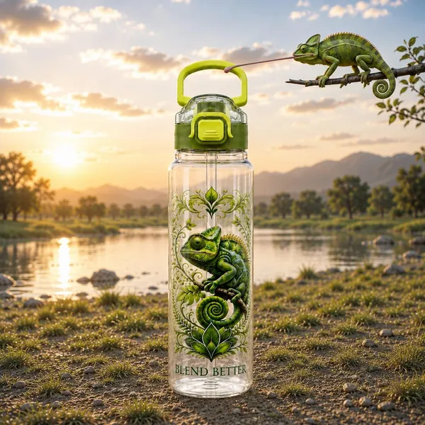 Plastic_Flamingo_Floral_Print_Water_Bottle_With_Straw_And_Handle