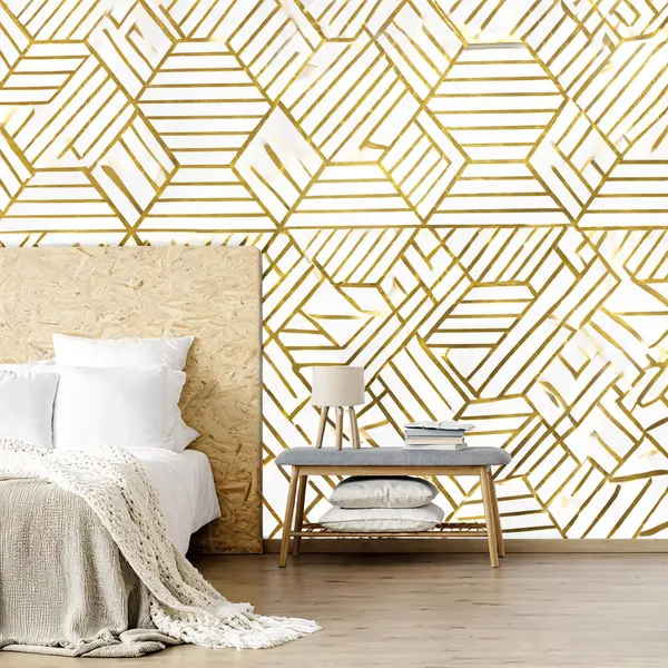 Vinyl_Self_Adhesive_Gold_Hexagon_Geometric_Wallpaper