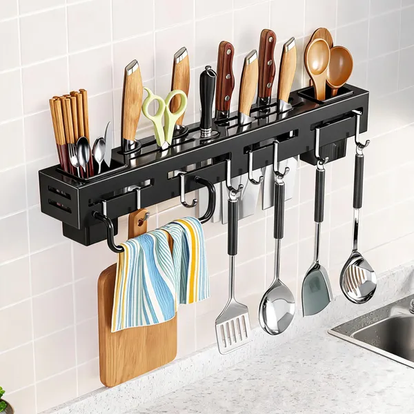 Plastic_Wall-Mounted_Kitchen_Organizer_Rack_With_Knife_Holder