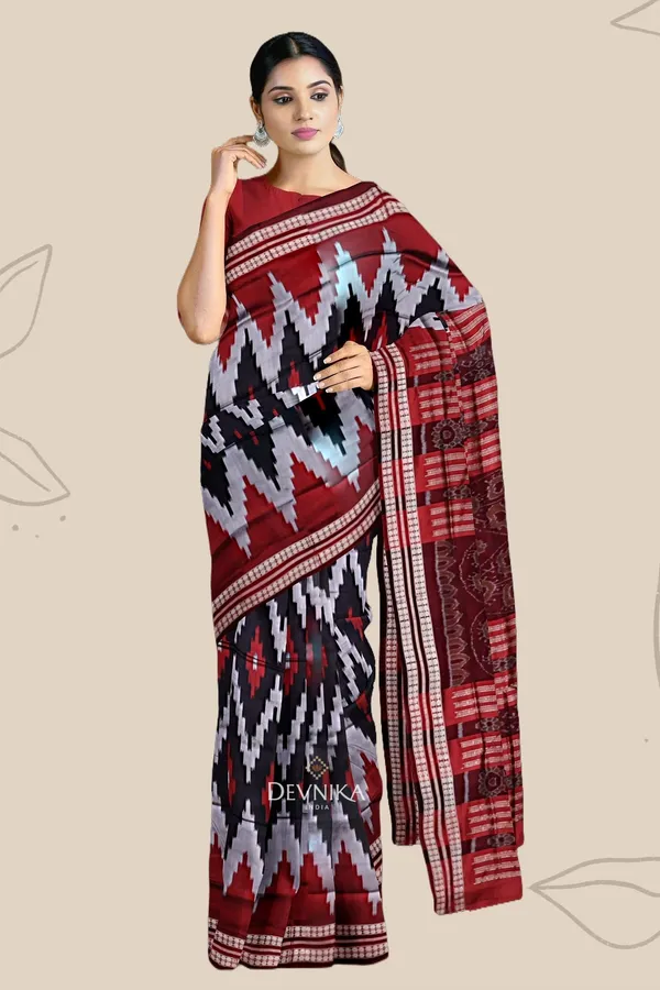 Black_Red_Silver_Silk_Pasapalli_Handloom_Saree_For_Women