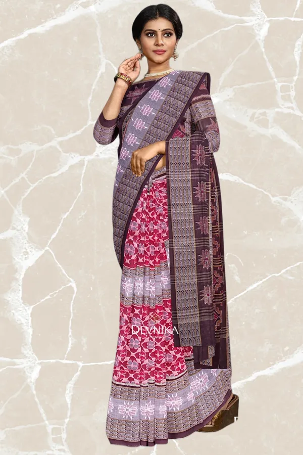 Red_Maroon_Cotton_Fish_Bandha_Handloom_Saree_For_Women