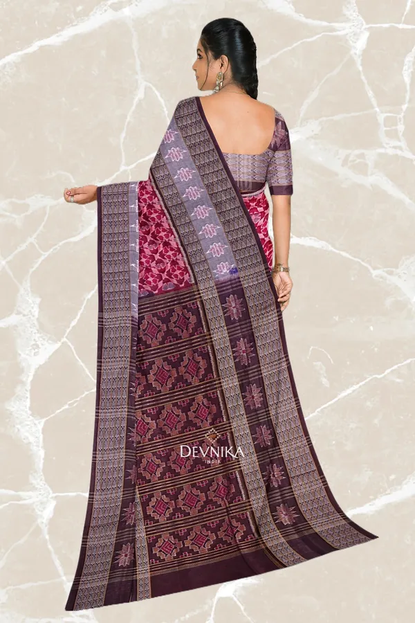 Red_Maroon_Cotton_Fish_Bandha_Handloom_Saree_For_Women