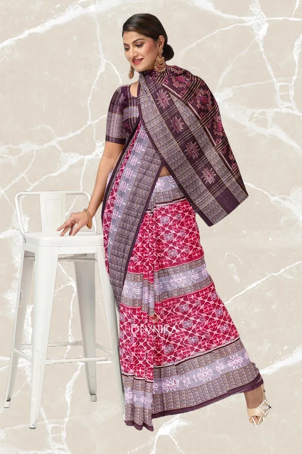 Red_Maroon_Cotton_Fish_Bandha_Handloom_Saree_For_Women