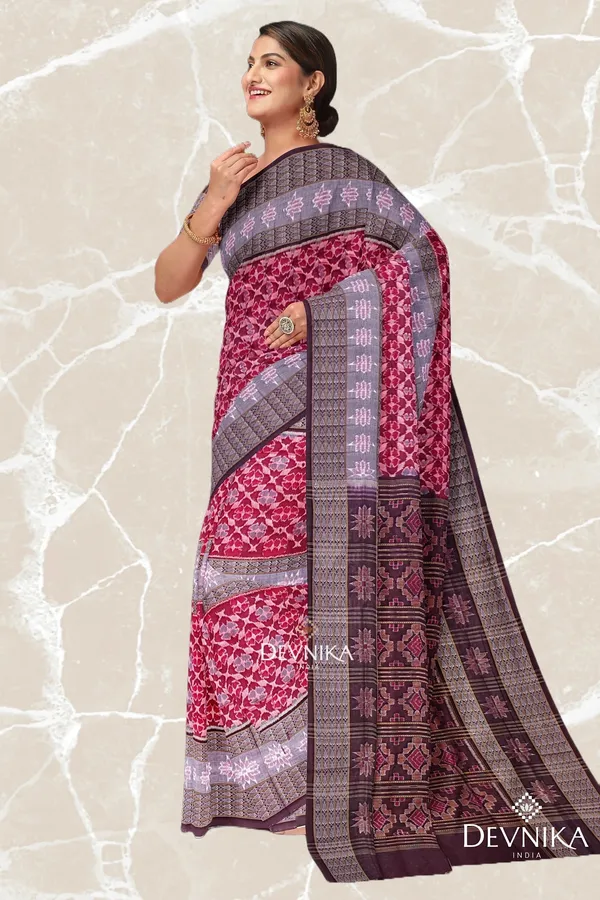 Red_Maroon_Cotton_Fish_Bandha_Handloom_Saree_For_Women