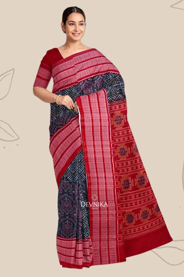 Forest_Green_Cotton_Body_Bandha_Handloom_Saree_For_Women