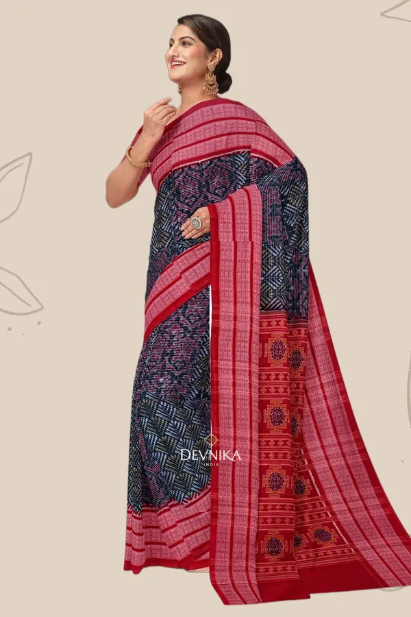 Forest_Green_Cotton_Body_Bandha_Handloom_Saree_For_Women