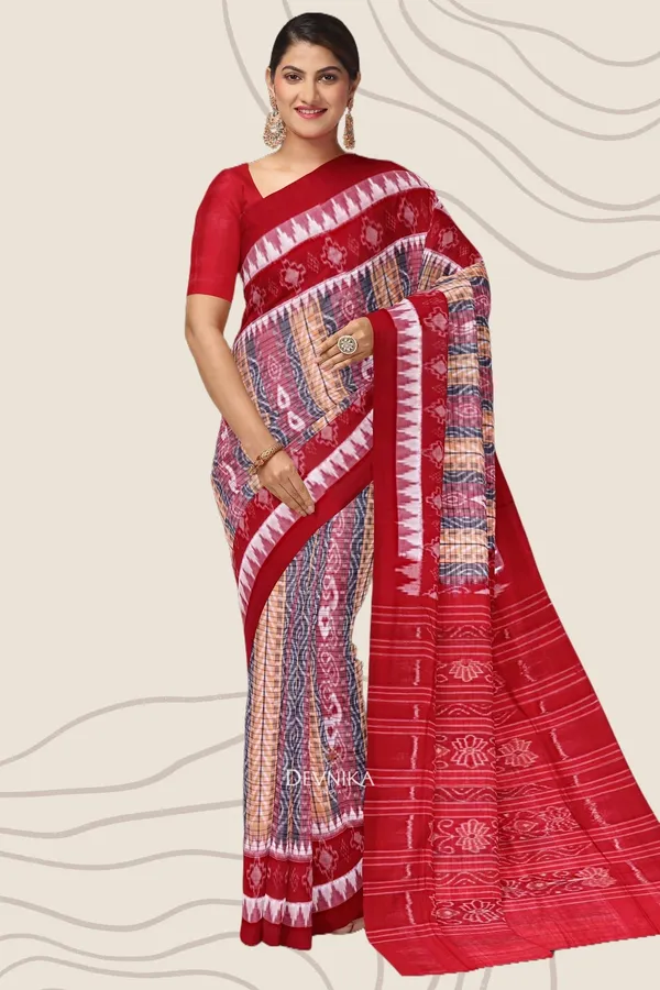Yellow_Red_Black_Cotton_Body_Bandha_Handloom_Saree_For_Women