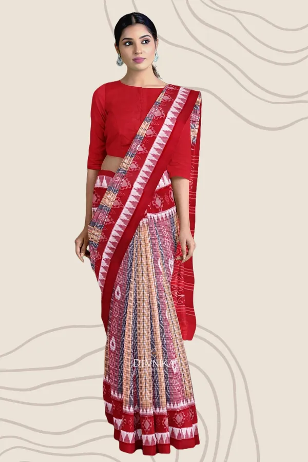 Yellow_Red_Black_Cotton_Body_Bandha_Handloom_Saree_For_Women