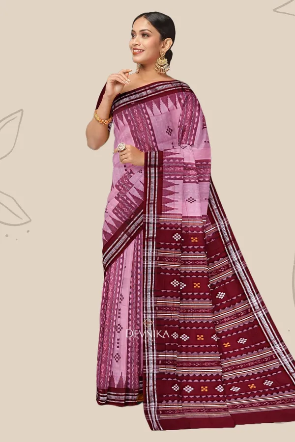 Hot_Pink_Dark_Violet_Handloom_Body_Bandha_Saree_For_Women
