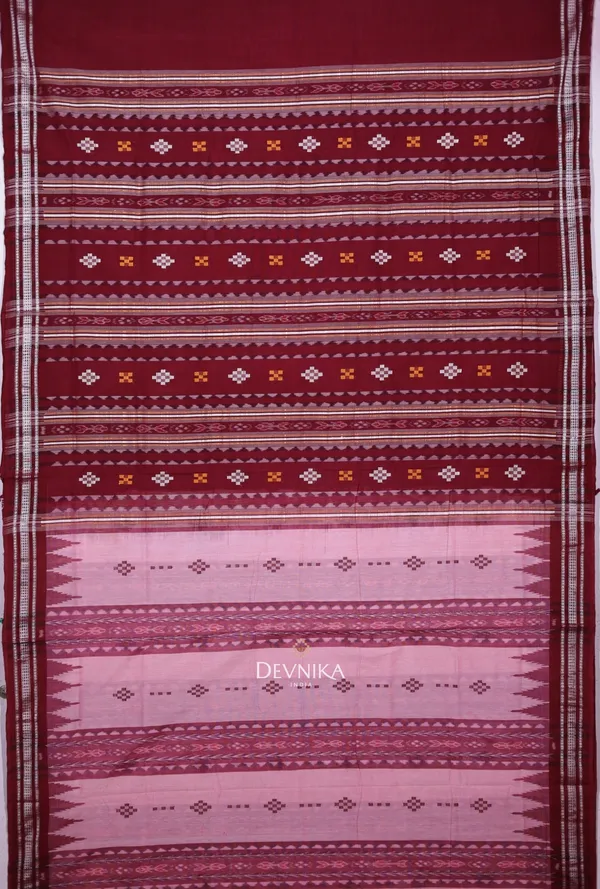 Hot_Pink_Dark_Violet_Handloom_Body_Bandha_Saree_For_Women
