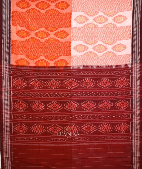 Orange_Cotton_Body_Bandha_Saree_For_Women