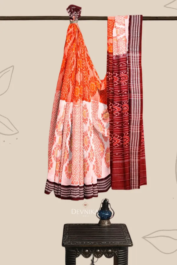 Orange_Cotton_Body_Bandha_Saree_For_Women