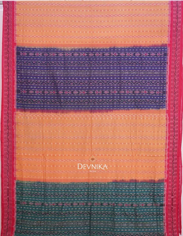 Brown_Cotton_Pancha_Mukhi_Bandha_Handloom_Saree_For_Women
