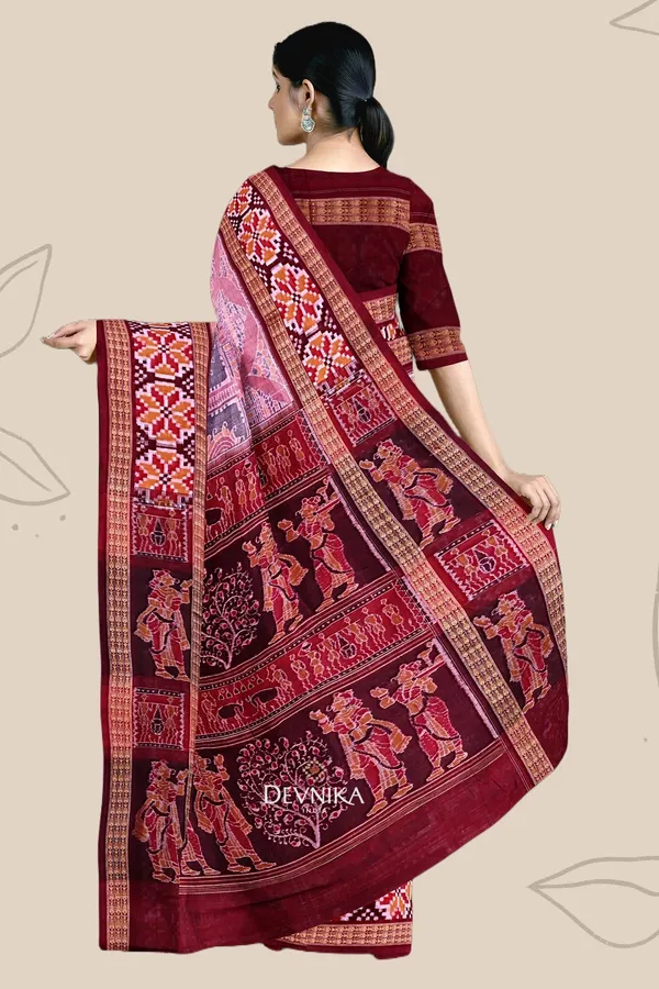 Light_Red_Cotton_Konark_Bandha_Handloom_Saree_For_Women
