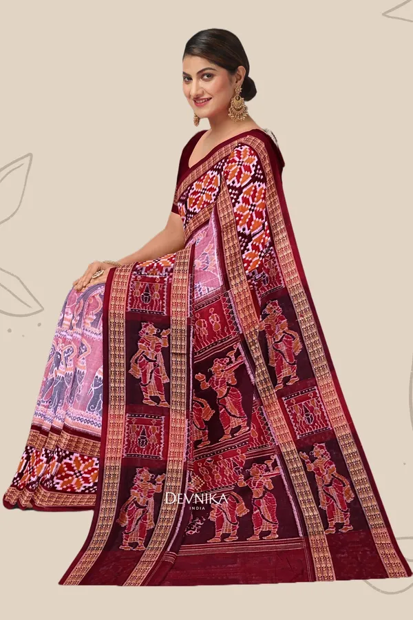 Light_Red_Cotton_Konark_Bandha_Handloom_Saree_For_Women