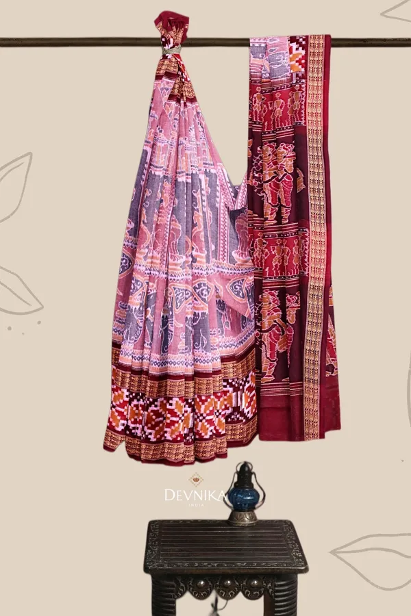 Light_Red_Cotton_Konark_Bandha_Handloom_Saree_For_Women
