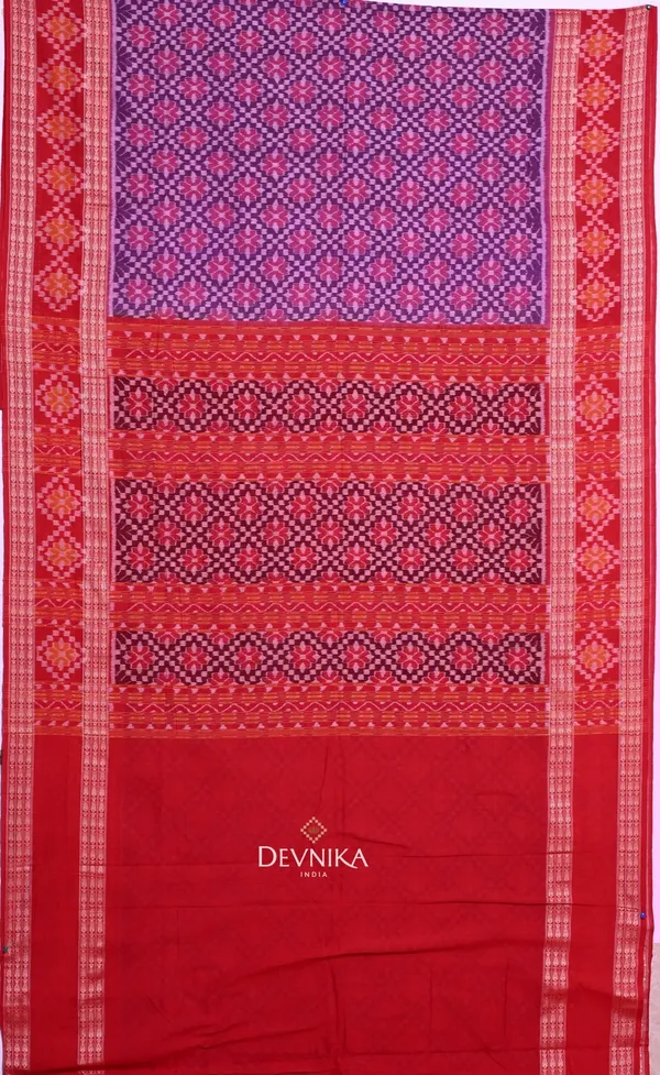 Purple_Cotton_Big_Border_Bandha_Handloom_Saree_For_Women