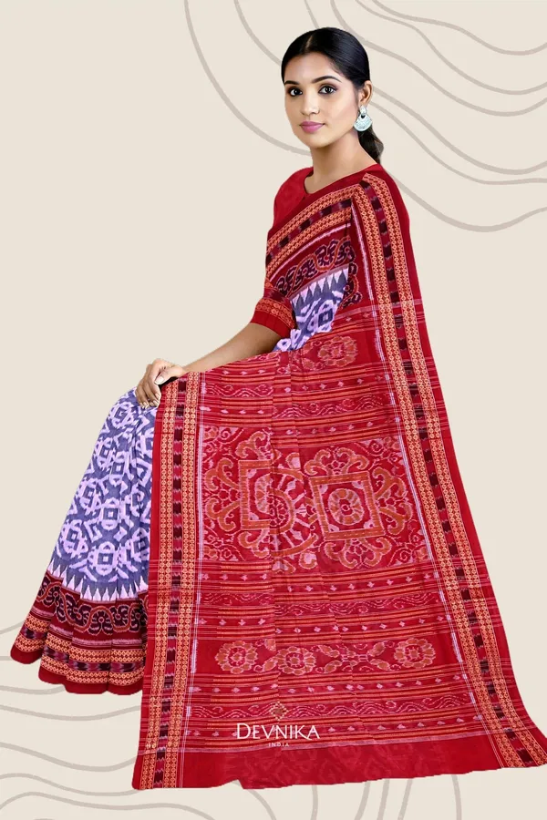 Purple_Lavender_Cotton_Big_Border_Bandha_Handloom_Saree_For_Women