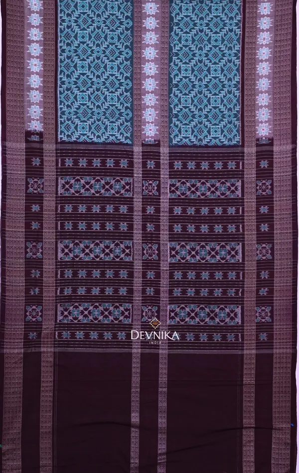 Light_Green_Cotton_Big_Border_Bandha_Handloom_Saree_For_Women