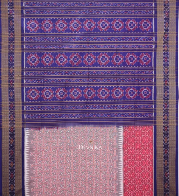Pink_Cotton_Double_Border_Bandha_Handloom_Saree_For_Women