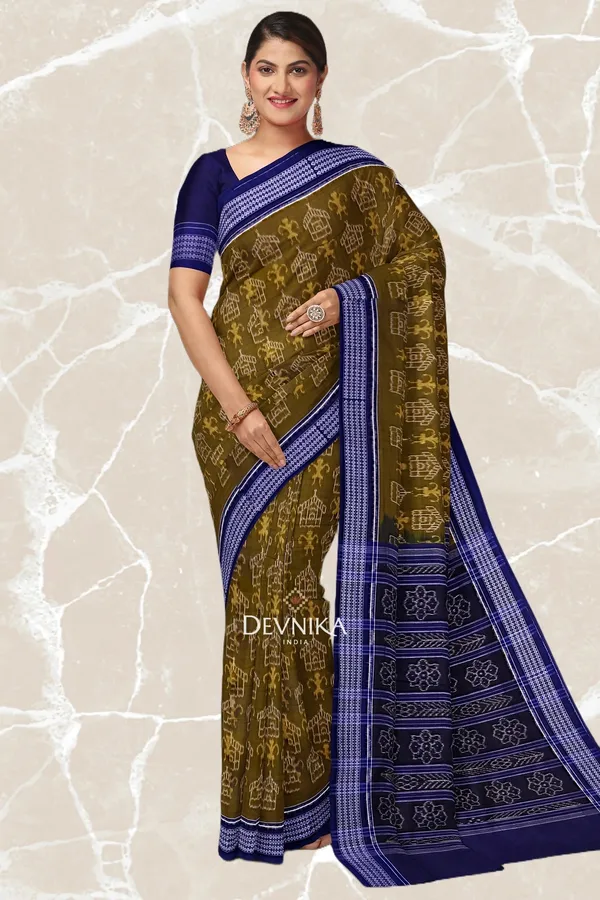 Olive_Cotton_Teracota_Bandha_Handloom_Saree_For_Women