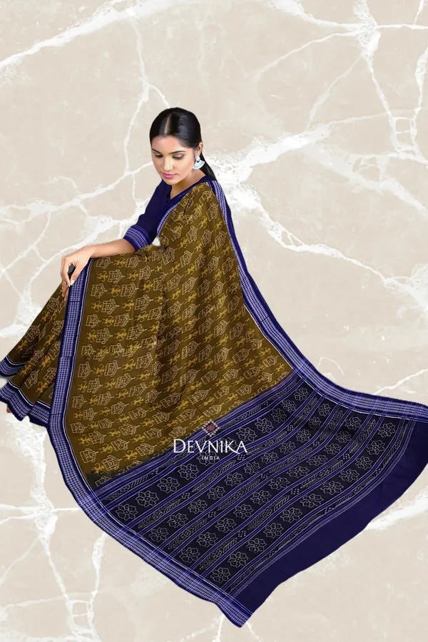 Olive_Cotton_Teracota_Bandha_Handloom_Saree_For_Women