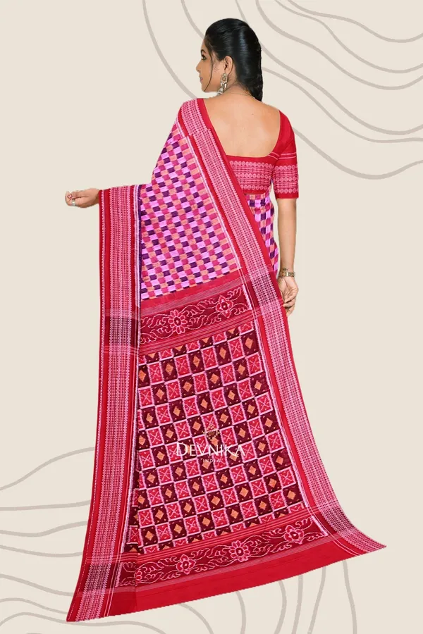 Magenta_Cotton_Teracota_Bandha_Handloom_Saree_For_Women