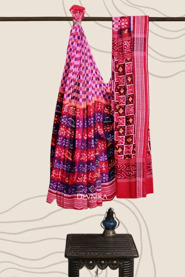 Magenta_Cotton_Teracota_Bandha_Handloom_Saree_For_Women