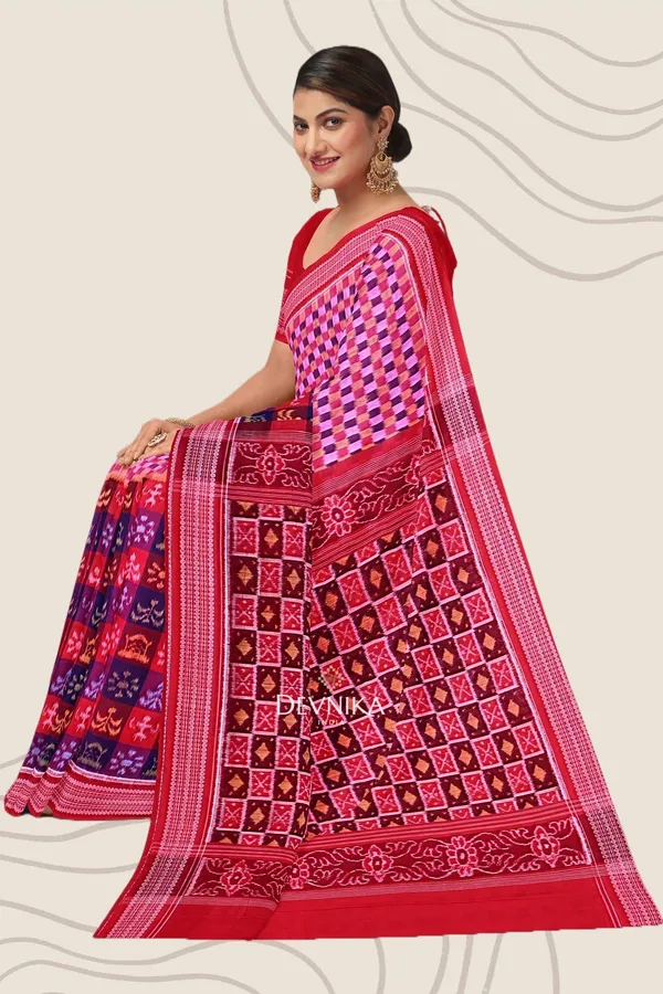 Magenta_Cotton_Teracota_Bandha_Handloom_Saree_For_Women